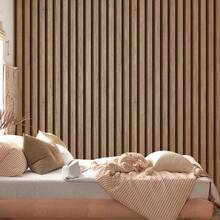 Adhesive Wallpaper With Ribbed Cedar Wood Pattern, Thin Strips - Multicolored 15 - View 2