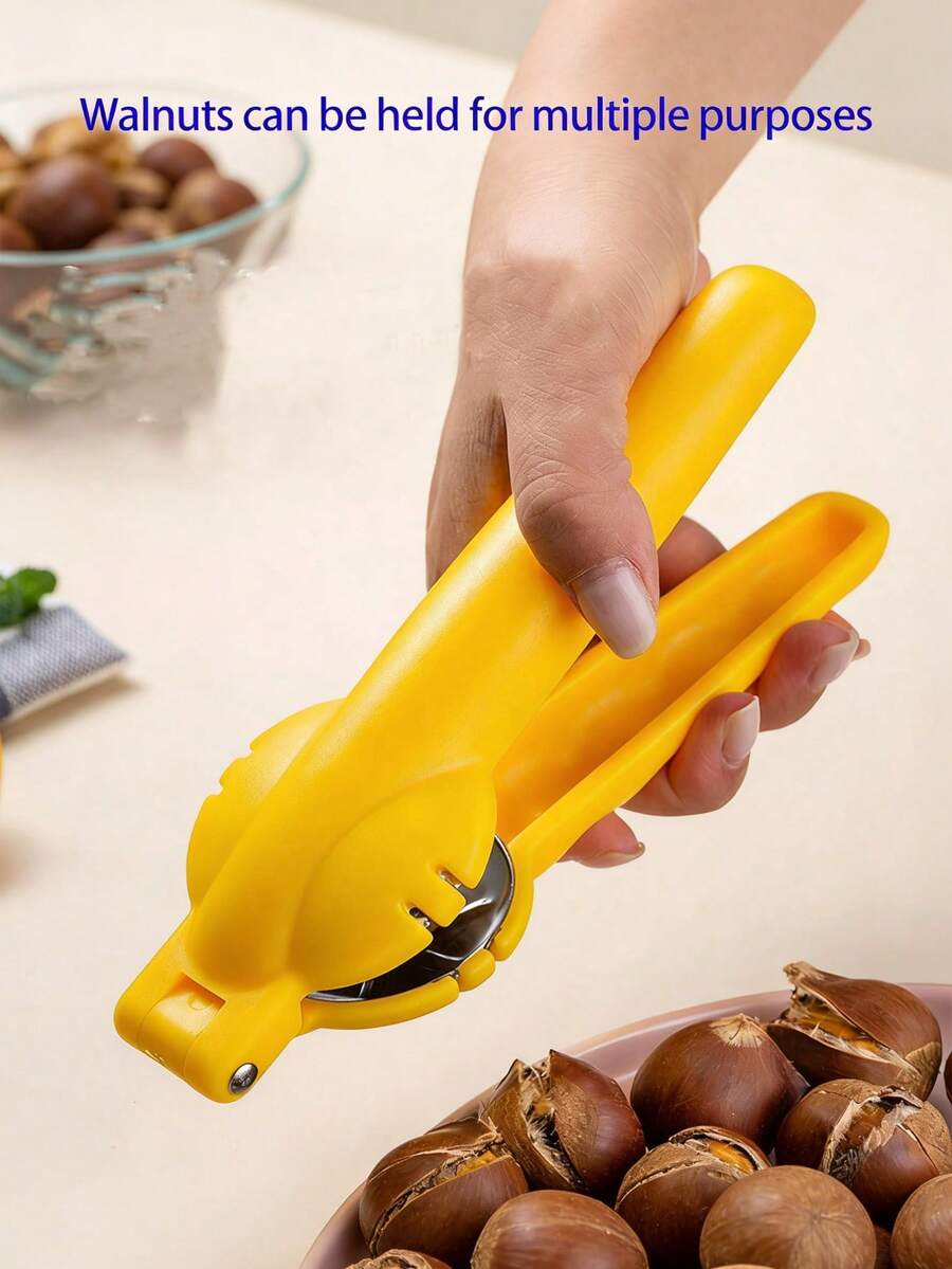 1件装栗子夹不锈钢栗子切割工具开心果坚果开瓶器坚果刀，核桃开瓶器，金属坚果开瓶钳多功能坚果夹 - 彩色 - 查看 1