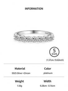 1pc Exquisite Silver Cubic Zirconia Decor Wedding Band For Female For Women Bridal Wedding Fine Jewelry Engagement - Silver - View 11