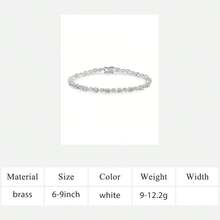 MDFUN 1pc Platinum Plated Diamond & Zirconia Eye-Shaped Elegant Jewelry Tennis Bracelet, Suitable For Women - White - View 12