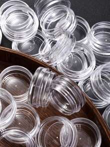 Transparent Plastic Jewelry Bead Storage Box Small Bottom Round Container Jars Make Up Organizer Storage Boxes,Transparent Plastic Jewelry Storage Organizer Boxes,Earring Pill Container Small Items Holder, Suitable For Beading Makeup Craft Projects, Stackable Design, Compact , Polished Surface, Small Items Organizer, Essential Gift For Travelers - Multicolor - View 6