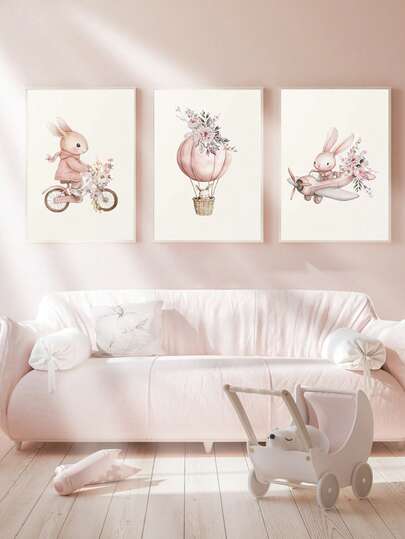 1 st canvas väggkonst - barnrumsdekor för flickor, bedårande kanintema, mjukrosa kaninposter - inramad barnrumsväggkonst perfekt för barnrumsdekor, lekrumsdekor barnrumsdekor barnrumsdekor, lekrumsdekor, dagisdekor flickors sovrumsdekor flickrumsdekor barnrumsdekor pojkrumsdekor pojkrumsdekor flickors sovrumsdekor