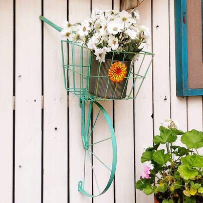 Vintage Iron Wall Hanging Flower Rack, Ins Style Garden Patio Balcony Wall Decor Multifunctional Plant Holder