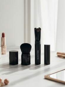 6件套化妆刷套装 - 包括大号可伸缩刷、散粉刷、腮红刷、眼部刷、鼻影刷、眼影刷、细节刷、眉刷、唇刷、遮瑕刷，化妆工具，便携式化妆刷套装，带保护套，赠品，专业化妆刷，全套化妆工具 - 彩色 - 查看 1