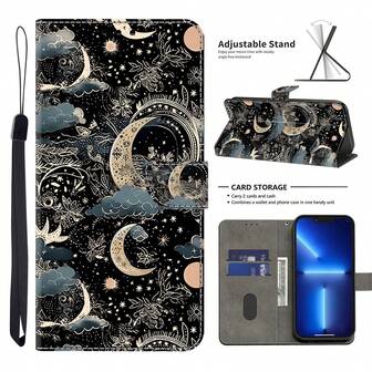 GLANDOTU เคสโทรศัพท์มือถือแบบกระเป๋าสตางค์หนัง PU พร้อมช่องใส่การ์ดและห่วงคล้องสายคล้องคอ เคสป้องกันที่ใช้ได้กับหลากหลายยี่ห้อและรุ่น