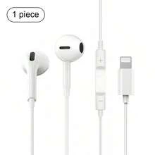 AIRUIKA Cuffie cablate con connettori di tipo C e Lightning, plug and play, controllo in linea, 3,5 mm per chiamate, canto, gaming - Bianco - Visualizzare 13