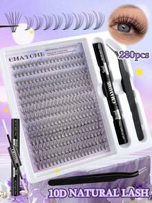 280pcs Cluster False Eyelashes Single Lash Extensions, D-Curl, 9-16mm DIY Lash Clusters, 10D 20D 30D Waterproof False Eyelashes, Ultra Voluminous, Enlarge Eyes, Easily Create A Natural Eye Makeup Look, Reusable - Mauve Purple - View 15
