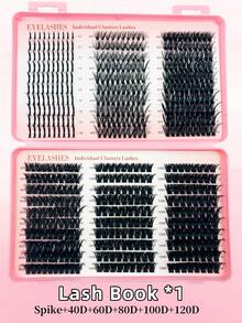 Asiteo 高容量睫毛嫁接套装，540/570/590 片装俄罗斯睫毛嫁接套装，3D 卷翘睫毛簇，D 卷翘睫毛簇，10-18mm DIY 睫毛嫁接，6 种款式睫毛簇，尖头睫毛簇 - 彩色 - 查看 7