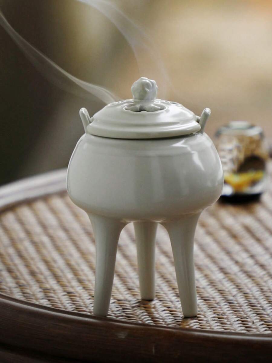 中式陶瓷香炉，适合小型茶室空间及线圈使用 - 白色三腳香爐 - 查看 1