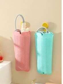 1pc 19cm Silicone Heat Resistant Straightener Protective Sleeve, Travel Curling Iron Non-Slip Mat, Curling Wand Holder, Flat Iron Travel Organizer Bag, Upgraded Version, Hanging Travel Organizer Bag, 1pc Heat Resistant Straightener Clamp Sleeve - Black - View 5