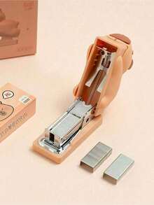Mini Cartoon Hamster, Bear, Rabbit And Duck Shaped Stapler Set, 400pcs 24/6 Staples, Portable Binding Tool, Office & School Supplies, Back To School Stationery - Sets - View 11