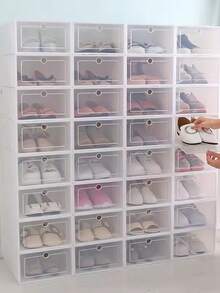 Transparent PP Shoe Organizer Box, Dustproof, Stackable, With A Minimalist Design. - 彩色 - 查看 7