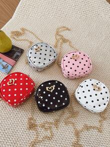 1PCMini Big Kids Girls Bag Diagonal Shoulder Bag Shoulder Bag Square Bag Coin Purse, Lightweight And Portable Zipper Closure, Fashionable PU Material Polka Dot Pattern, Suitable For Junior High School Students, Teenagers, Daughters, Girlfriends, Girls And Other Daily Use, Ideal Storage Bag, Autumn And Winter Must-Have Clothing Matching