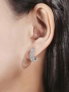 1 Pair Elegant Cubic Zirconia Earrings, Suitable For Women, Suitable For Weddings, Engagements, Anniversaries, Parties, Valentine's Day And Other Occasions