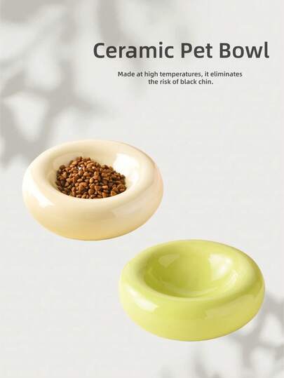 Stor keramisk skål för husdjur med munkform - bred kant för att förhindra spill! Lämplig för katter och små/medelstora hundar, lätt att rengöra, modern, förhindrar hakakne