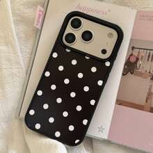 简约亲肤黑白波点手机壳，兼容苹果17 Pro Max、16 Pro Max、15 Pro、14、13，可爱时尚，女生必备 - 黑與白 - 查看 4
