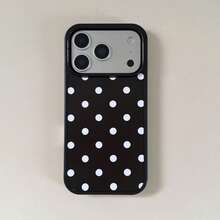 简约亲肤黑白波点手机壳，兼容苹果17 Pro Max、16 Pro Max、15 Pro、14、13，可爱时尚，女生必备 - 黑與白 - 查看 5