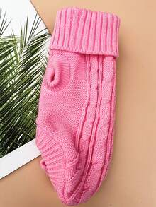 1入組素色寵物毛衣適用於狗狗和貓適合春天 - 粉色 - 查看 3