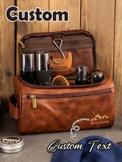 Personalized Men's Genuine Leather Toiletry Bag, Groomsman Gift, Engraved Toiletry Bag, Men's Gift, Travel Toiletry Bag, Men's Leather Accessory, Men's Toiletry Bag, Genuine Leather Toiletry Bag, Groomsman Toiletry Bag, Toiletry Bag, Anniversary Gift, Toiletry Bag, Personalized Gift, Leather Accessory, Men's Gift, Multi-Functional, Multi-Purpose, Large Capacity, Lightweight, Practical