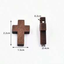 5个迷你木质十字架DIY饰品配件，复古十字架吊坠，木质十字架工艺吊坠，可用于项链 - 多色十字架木 - 查看 4