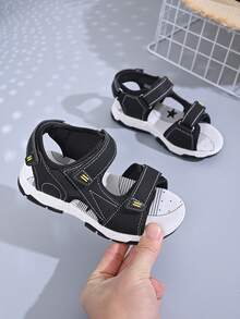 1 Pair Girls Open Toe Sandals, Soft Sole, Fashion, Korean Style, Princess, Student, Cute, Versatile, Summer Beach Sandals - Grey - View 1