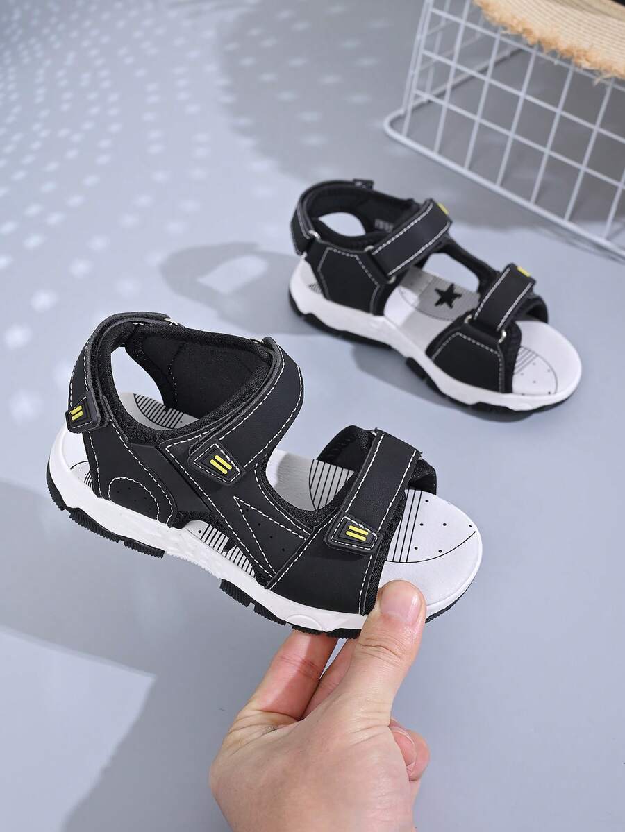 1 Pair Girls Open Toe Sandals, Soft Sole, Fashion, Korean Style, Princess, Student, Cute, Versatile, Summer Beach Sandals - Grey - View 1