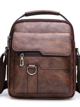 Solid Color Lightweight Versatile Men's Bag, Suitable For Business Travel, Daily Commute, One Shoulder, Messenger Briefcase Vintage Valentine'S Day