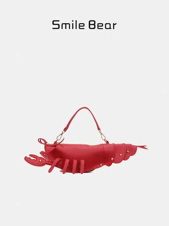 新款时尚龙虾造型拉链手提包，多功能独特设计斜挎包，采用PU材质，配有可拆卸肩带，适合购物、角色扮演和节日礼物