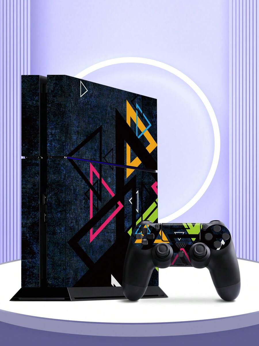 4片三角形图案P4游戏机贴纸，防尘耐磨 - 黑藍色 - 查看 1