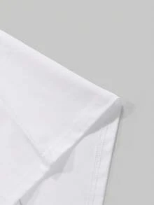 黑色幽默卡通脸印花休闲圆领T恤，街头风 - 白色 - 查看 5