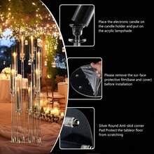 12PCS 8 Arm Acrylic Candelabra Candle Holder For Wedding,38.5inch Tall Clear Candlestick Holders With Shade For Anniversary Tables Party Valentine's Day Event Dinner Decoration (Fit 0.8" Led Candles) - 8頭燭台 - 查看 5