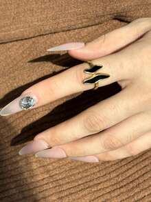 Vintage Luxury Elegant Black Drip Oil Pearl Metal Stainless Steel Flower Ring, Daily Fashion Ring, Suitable As Gift For Friends And Family - Multicolor - View 10