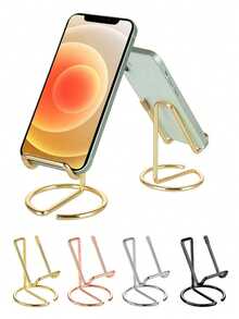 5 Stücke minimalistischer Metall-Legierungs-Handyhalter, geeignet für Wohnzimmer, Schlafzimmer, Büroschreibtisch, Arbeitszimmer, Rückkehr zur Schule - Verschiedenfarbig - Übersicht 1