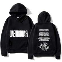 RadioheadS Global Tour Mercah Graphic Print Hoodie Alternative Rock Band Men Women Pullover Streetwea - 黑色 - 查看 1
