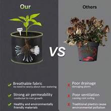 Vegetable/Flower/Plant Grow Bags 3/5/7/10 Gallon Thickened Non-Woven Grow Bags Aeration Fabric Pots With Handles Flower Pot - Black - View 6
