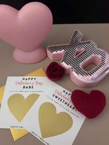 1pc Valentine's Day Secret Message Scratch-Off Card – Handwritten Custom, Fun Interactive Love Card – Romantic Gift For Boyfriend & Girlfriend - Multicolor - View 1