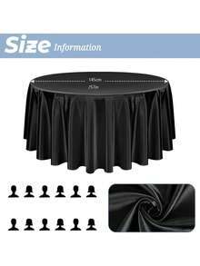 1/2 块黑色圆形桌布，缎纹面料，光滑纹理桌布，适用于婚礼、餐厅、会议、日常使用、派对、情人节、毕业典礼 - 彩色 - 查看 4