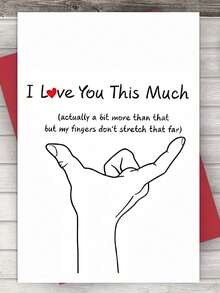 1张“我爱你这么多”创意情人节贺卡，以距离对比设计，送给妻子、丈夫、男友/女友的礼物，高品质贺卡，带信封（12x17厘米）/（4.72x6.7英寸） - 彩色 - 查看 6