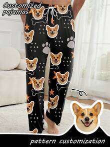 Pantalones de pijama personalizados con foto/impresión para hombres, pantalones de pareja/familia con impresión personalizada todo sobre divertido regalo de vacaciones - Multicolor - Ver 1
