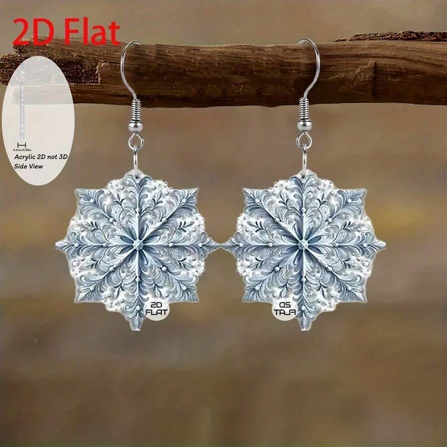2D flat patterned relief decorative pattern acrylic pendant earrings, fashionable jewelry, party gifts, holiday gifts for family and friends - Multicolor - Ver 1