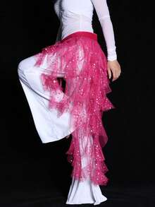 Leichter Chiffon Hüftschal für Bauchtanz mit mehrlagigem gerüschtem Taillenband, Tanzrock, Bühnenperformance Tanzdekoration und Accessoires (verschiedene Farben erhältlich) - Verschiedenfarbig - Übersicht 26