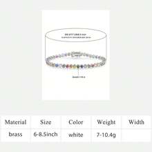 MDFUN 18K White Gold Plated 3mm Cubic Zirconia Rainbow Tennis Bracelet, Women - White 3mm - View 12