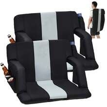 Extra Wide Stadium Bleacher Seat With 6-Position Recline, Thick Padded Cushion & Back Support, Anti-Slip Mat, Armrests, Cup Holder, Large Storage Pockets ,Comfort Chair For Outdoor Sports,24.5" - Black and Gray - View 1