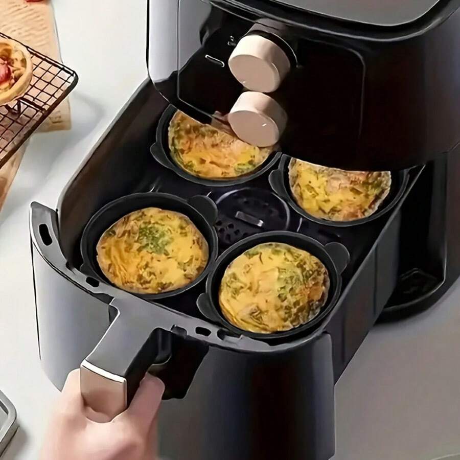 6个可重复使用的不粘硅胶鸡蛋模具 - 适用于空气炸锅、烤箱和微波炉烹饪烘焙