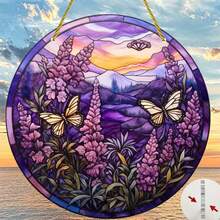 1pc Round Acrylic Lavender Sunshine Catcher, Colorful Window Decor, Easter Hanging Ornament, Wreath Center Decoration, Home Gift, 8x8 Inch/20x20cm, Window Decor, Porch Decor, Multi-Color Sunshine Catcher, Suitable For Window, Wall, Room Decor, Home Decor Product - Multicolor - View 2