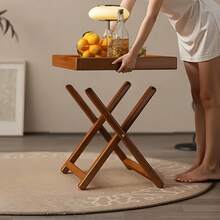 便携式咖啡桌，桌面及抛光框架 - 节省空间的折叠设计，紧凑型桌面，适合室内/室外使用，现代波西米亚风格，是小型公寓、阳台、露台、客厅的理想之选 - 采用耐用材料制成 - 彩色 - 查看 10