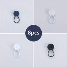 4pcs/8pcs/16pcs Expandable Waist Buttons, No Sewing Required, Detachable Cuff & Collar Extender, Elastic Waistband Adjuster, Unisex - Multicolor - View 17