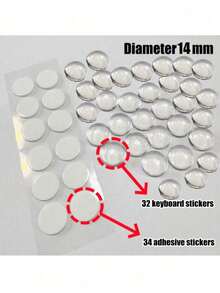 Transparent Crystal Nail Art Keyboard Stickers, Nail Art Typing Assistive Device, Raised Nail Typing Accessory, Transparent Decorative Nail Stickers, Transparent DIY Keyboard Caps Self-Adhesive Office Nail Protector, Made Of Transparent Glass Material - Transparent White - View 8