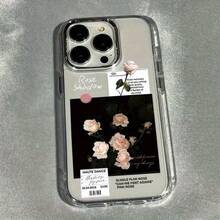 Fundas para Teléfono con Marco de Cámara Electroplateado y Agujero Grande Rose English, Adecuadas para for  11, 11PRO, 11PROMAX, 12,12PRO, 12PROMAX, 13PROMAX, 13PRO, 13,14, 14PRO, 14PLUS, 14PROMAX,15, 15PRO, 15PROMAX,16, 16PRO, 16PLUS, 16PROMAX, 16E,17, 17PRO, 17AIR, 17PROMAX - transparente - Ver 34