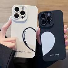Phone Case:  Minimalist Couple Heart-Connected Phone Case Compatible With IPhone 16 15 14 13 12 11 Pro Max 14 15 16 Plus XS XR X 8 7,Suitable For IPhone17 Air,Suitable For IPhone17 Air - 白色 - 查看 4